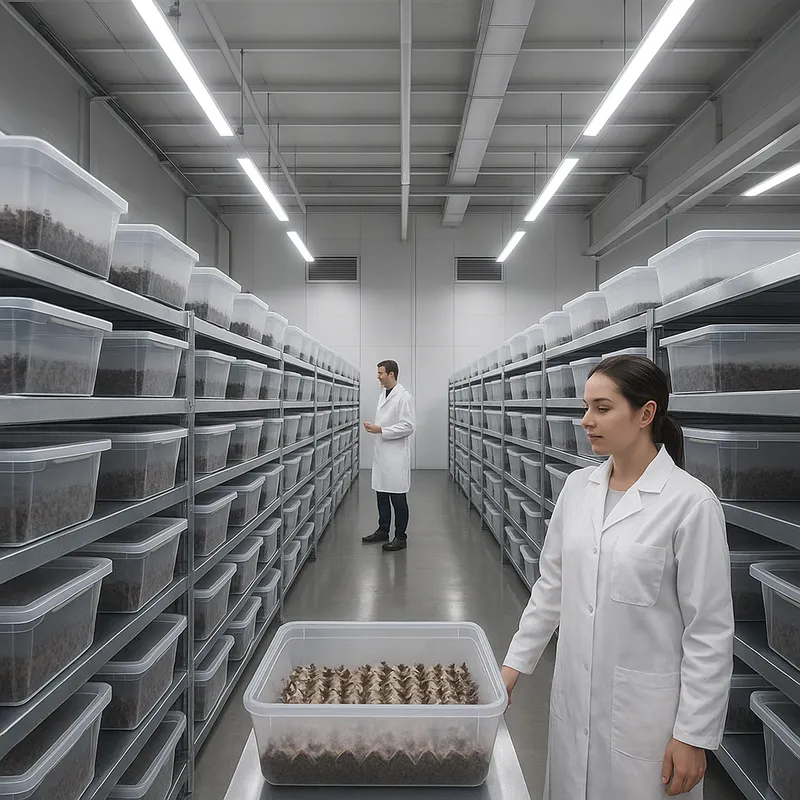 Interior of cricket farming facility